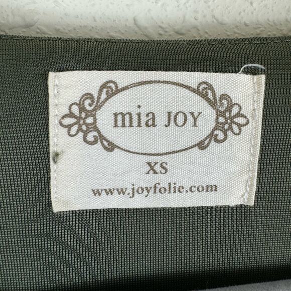 Mia Joy Green Long Slit Sleeve Shimmery Faux Wrap Lightweight V-Neck Dress XS - Picture 5 of 7